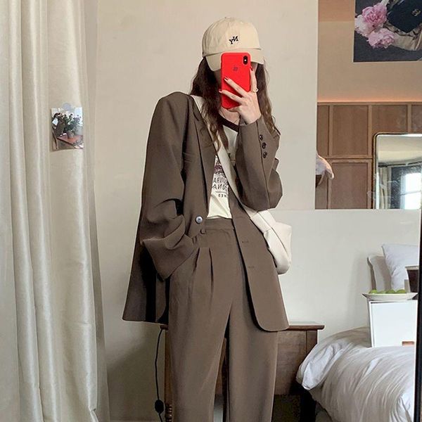 women's suits & blazers chic loose light black women blazer summer one button female suit jacket full sleeve outwear blaser femme 2021, White;black
women's suits & blazers chic loose light black women blazer summer one button female suit jacket full sleeve outwear blaser femme 2021, White;black