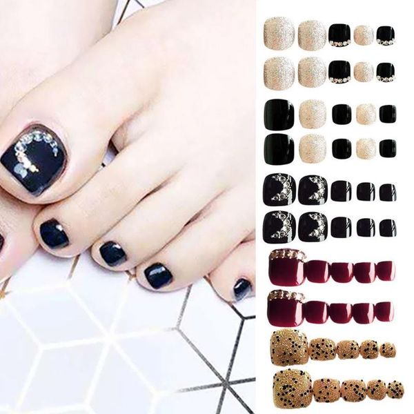 false nails 24pcs/set fashion fake toe nail black rhinestone decoration french lady art for foot artificial, Red;gold
false nails 24pcs/set fashion fake toe nail black rhinestone decoration french lady art for foot artificial, Red;gold