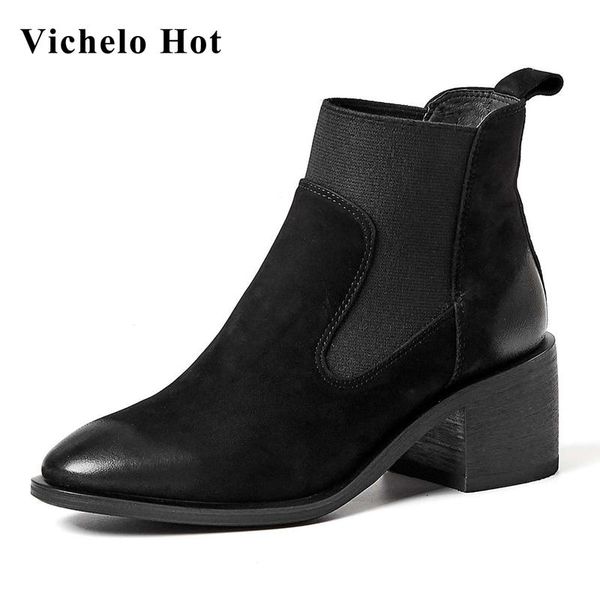 boots vichelo big size natural leather round toe high heels vintage preppy style young lady daily wear slip on ankle l7f1, Black
boots vichelo big size natural leather round toe high heels vintage preppy style young lady daily wear slip on ankle l7f1, Black