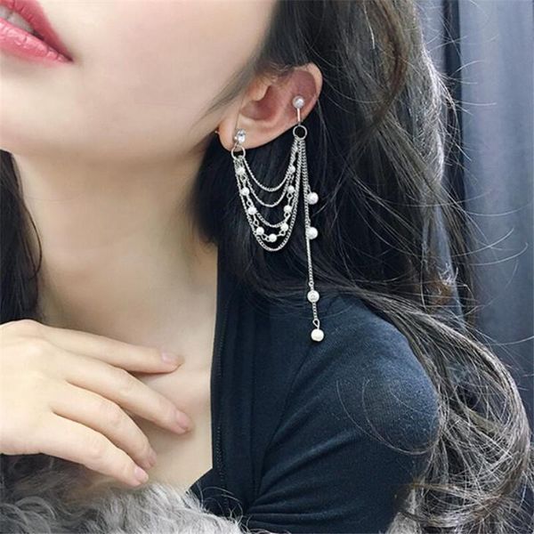 clip-on & screw back 1 pcs fashion simulated pearl multilayer chain tassel ear clip earrings for women charming long cuff pendiente jewelry, Silver
clip-on & screw back 1 pcs fashion simulated pearl multilayer chain tassel ear clip earrings for women charming long cuff pendiente jewelry, Silver