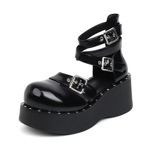 dress shoes dark gothic platform pumps women belt buckle ankle strap metal decoration wedge heel female footwear gothicgirls, Black
dress shoes dark gothic platform pumps women belt buckle ankle strap metal decoration wedge heel female footwear gothicgirls, Black