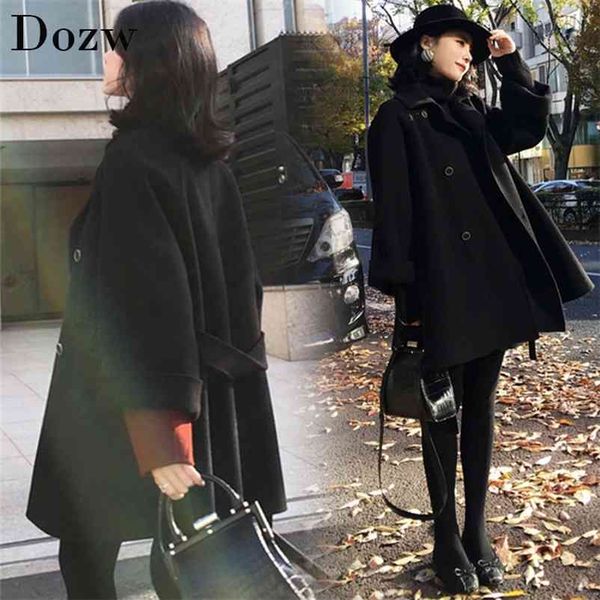 fashion solid women wool blend coat autumn winter long sleeve turn-down collar outwear jacket casual belt woolen 210515, Black
fashion solid women wool blend coat autumn winter long sleeve turn-down collar outwear jacket casual belt woolen 210515, Black