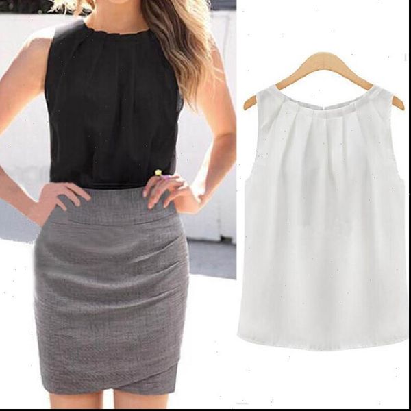 summer elegent solid color chiffon womens shirt casual sleeveless o neck loose pullover clothing, White
summer elegent solid color chiffon womens shirt casual sleeveless o neck loose pullover clothing, White