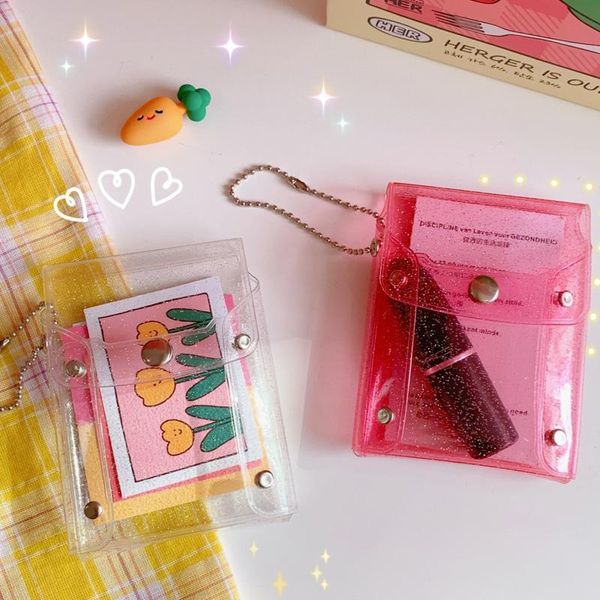card holders kawaii sequins key chain lipstick bag jelly color transparent hasp snap button holder mini coin purse pvc storage, Brown;gray
card holders kawaii sequins key chain lipstick bag jelly color transparent hasp snap button holder mini coin purse pvc storage, Brown;gray