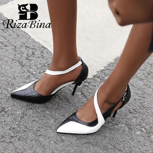 dress shoes rizabina women sandals thin high heels summer fashion metal buckle pointed toe mixed color footwear size 32-48, Black
dress shoes rizabina women sandals thin high heels summer fashion metal buckle pointed toe mixed color footwear size 32-48, Black