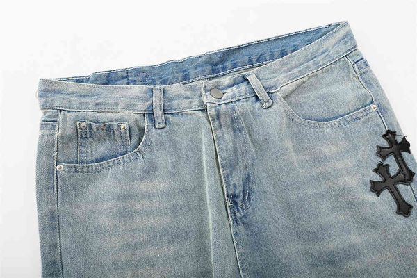 hearts/chrome shorts ms studios cross washed jeans wide straight leg high waist casual men's and women's pants brand 4po0, White;black
hearts/chrome shorts ms studios cross washed jeans wide straight leg high waist casual men's and women's pants brand 4po0, White;black