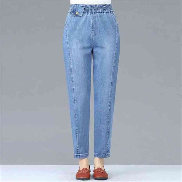 elastic waist harem womens jean plus size button denim pants spring autumn mom ankle length loose straight t trousers, Blue
elastic waist harem womens jean plus size button denim pants spring autumn mom ankle length loose straight t trousers, Blue