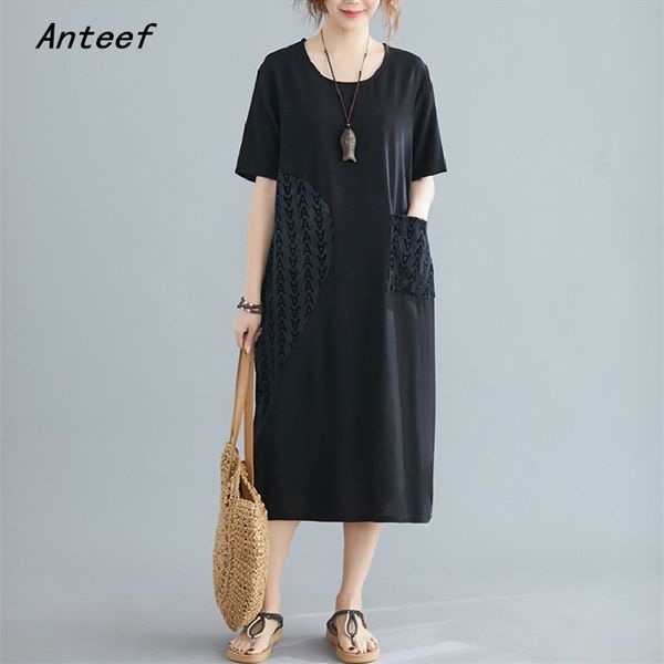 short sleeve black cotton linen vintage women causal loose long summer sun dress elegant clothes ladies dresses sundress 210517, Black;gray
short sleeve black cotton linen vintage women causal loose long summer sun dress elegant clothes ladies dresses sundress 210517, Black;gray