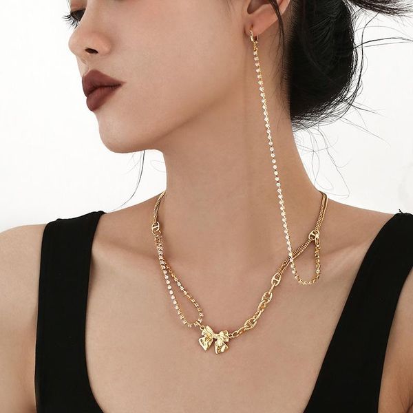 chains cubic zirconia gold necklace for women bow pendant charm chain rhinestone long earrings set fashion jewelry, Silver
chains cubic zirconia gold necklace for women bow pendant charm chain rhinestone long earrings set fashion jewelry, Silver