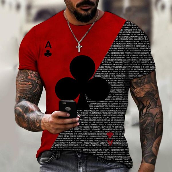 men's t-shirts european and american t-shirt short-sleeved 3d playing cards plum blossom a printed loose, White;black
men's t-shirts european and american t-shirt short-sleeved 3d playing cards plum blossom a printed loose, White;black