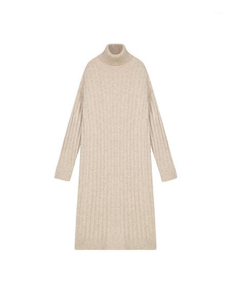 loose high collar knitted mid long woolen dress with split ends women's sweaters, White;black
loose high collar knitted mid long woolen dress with split ends women's sweaters, White;black