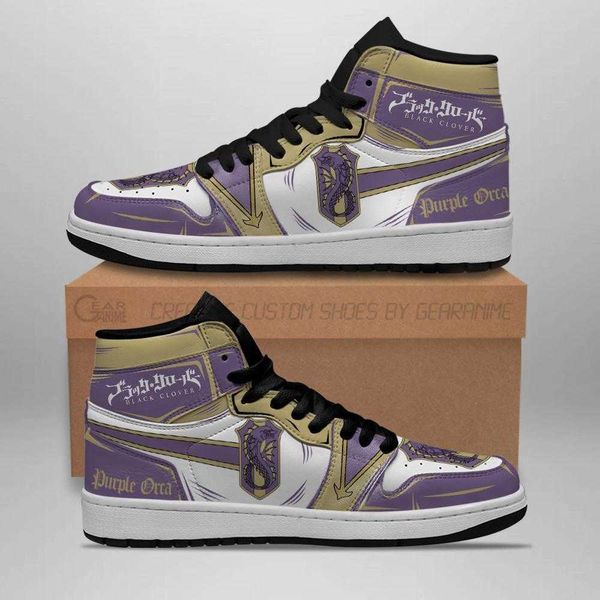 purple orca magic knight sneakers black clover sneakers anime high basketball shoes non slip