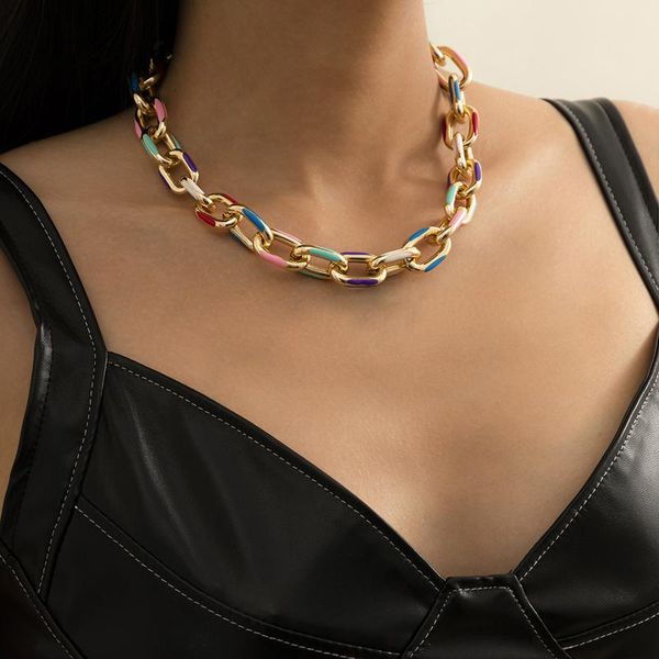 chokers 2021 punk cuban link chain choker necklace for women men hip hop rock gothic neck colorful collier fashion jewelry, Golden;silver
chokers 2021 punk cuban link chain choker necklace for women men hip hop rock gothic neck colorful collier fashion jewelry, Golden;silver