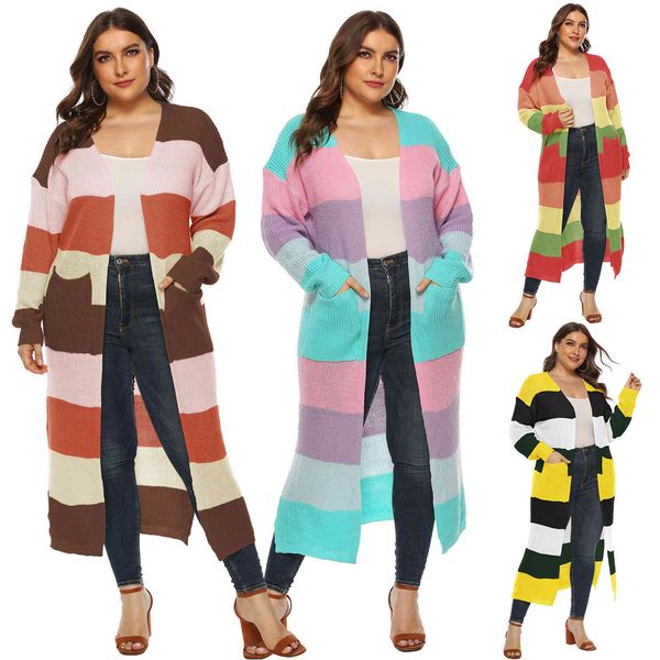 women's plus size large mixed color stitching contrast stripe split poet long woven sweater jaet cardigan 190775
women's plus size large mixed color stitching contrast stripe split poet long woven sweater jaet cardigan 190775