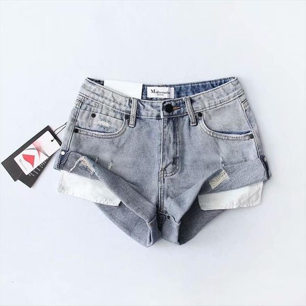 the little green frog 48 womens short 5657 european and american fashion flanging denim shorts, White;black
the little green frog 48 womens short 5657 european and american fashion flanging denim shorts, White;black