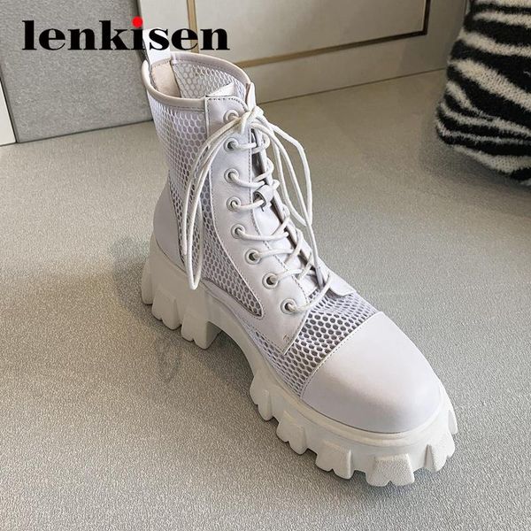 boots lenkisen korean girls summer shoes genuine leather air mesh breathable round toe thick high heel lace up maiden ankle l32, Black
boots lenkisen korean girls summer shoes genuine leather air mesh breathable round toe thick high heel lace up maiden ankle l32, Black