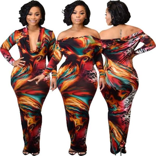 women's dress fashion tie dye printed long sleeve slash neck night dresses party for wholesale dropshpping 211106, Black
women's dress fashion tie dye printed long sleeve slash neck night dresses party for wholesale dropshpping 211106, Black