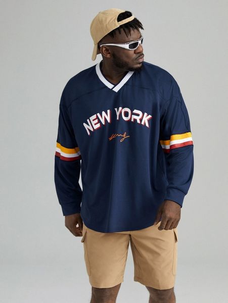 men letter graphic striped drop shoulder sweatshirt f1k5#, Black 
men letter graphic striped drop shoulder sweatshirt f1k5#, Black