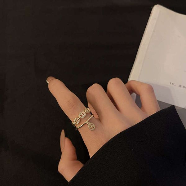 double layer chain inlaid with diamond ring, women's fashion personality inschao net red niche design zircon ring, Black
double layer chain inlaid with diamond ring, women's fashion personality inschao net red niche design zircon ring, Black
