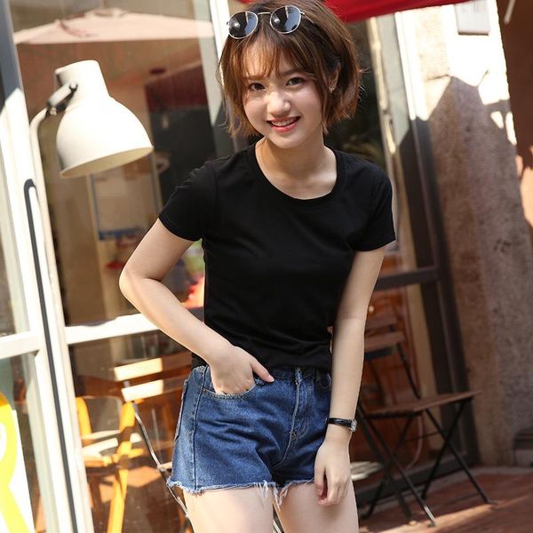 women's t-shirt 2021 summer korean solid short sleeve basic tees female fashion large size slim girl, White
women's t-shirt 2021 summer korean solid short sleeve basic tees female fashion large size slim girl, White