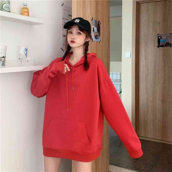 women's spring autumn shirt korean style solid color hooded pocket sweatshirts loose and thin long-sleeved ll711 210506, Black
women's spring autumn shirt korean style solid color hooded pocket sweatshirts loose and thin long-sleeved ll711 210506, Black