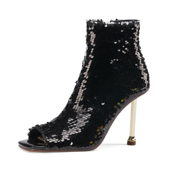 boots 2021 spring and summer fashion sequin fish mouth zipper thin heel high cool female silver black short
boots 2021 spring and summer fashion sequin fish mouth zipper thin heel high cool female silver black short