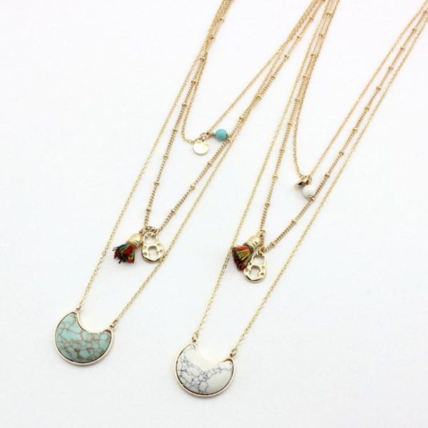 pendant necklaces fysl light yellow gold color crescent moon white howlite stone multi layer chain necklace green turquoises jewelry, Silver
pendant necklaces fysl light yellow gold color crescent moon white howlite stone multi layer chain necklace green turquoises jewelry, Silver