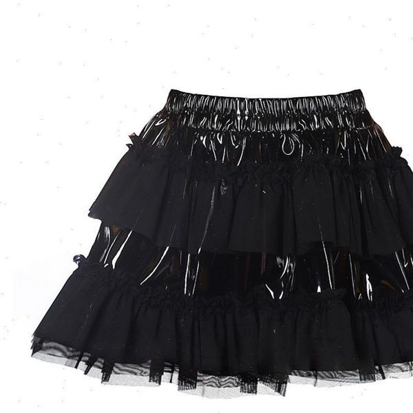 women gothic womens skirt black pvc leather mesh patchwork ruffle mini ds clubwear drop good quality
women gothic womens skirt black pvc leather mesh patchwork ruffle mini ds clubwear drop good quality