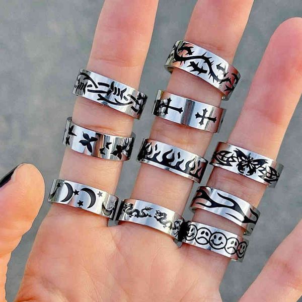 fashion hiphop punk stainless steel fire butterfly band vintage goth rings for women men jewelry, Silver
fashion hiphop punk stainless steel fire butterfly band vintage goth rings for women men jewelry, Silver