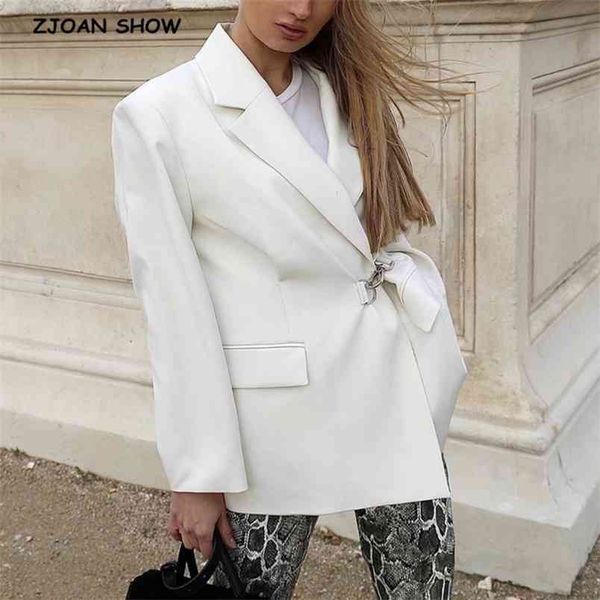 autumn style ivory white iron buckle loose blazer boyfriend friend vintage women mid long suit coat fashion femme 210429, White;black
autumn style ivory white iron buckle loose blazer boyfriend friend vintage women mid long suit coat fashion femme 210429, White;black