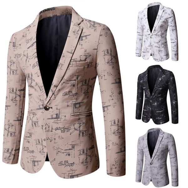 men's suits & blazers suit jacket mens fashion print casual single button lapel slim fit blazer coat, White;black
men's suits & blazers suit jacket mens fashion print casual single button lapel slim fit blazer coat, White;black