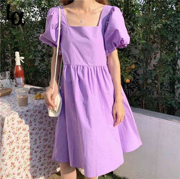 women solid loose square collar dress high waist puff sleeve lady boho vestidos summer korean style elegant fairy 210519, Black;gray
women solid loose square collar dress high waist puff sleeve lady boho vestidos summer korean style elegant fairy 210519, Black;gray
