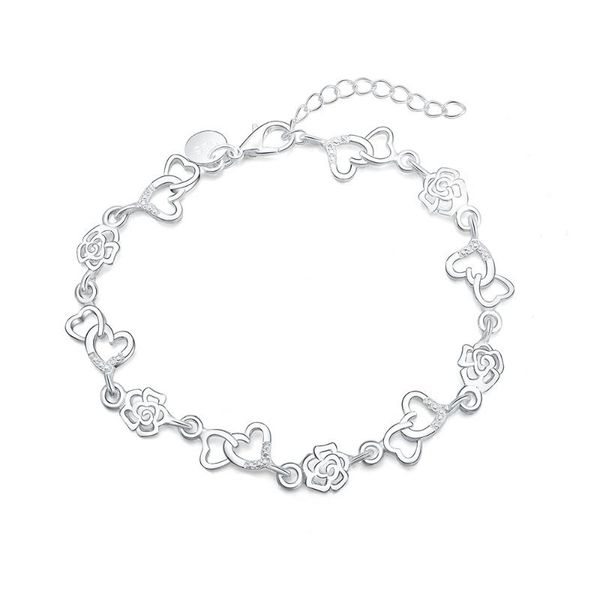 link, chain 925 sterling silver full heart flower zircon bracelet for women wedding engagement party fashion jewelry, Black
link, chain 925 sterling silver full heart flower zircon bracelet for women wedding engagement party fashion jewelry, Black