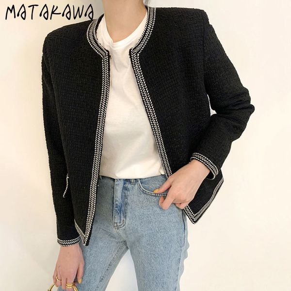 straight long sleeve tweed jacket korea autumn vintage women round neck hit color ladies coat winter clothes 210506, Black;brown
straight long sleeve tweed jacket korea autumn vintage women round neck hit color ladies coat winter clothes 210506, Black;brown