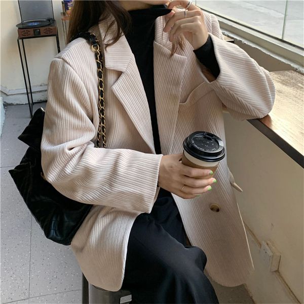 retro thick corduroy long sleeve vintage office lady casual women outerwear loose jacket coats blazers 210421, White;black
retro thick corduroy long sleeve vintage office lady casual women outerwear loose jacket coats blazers 210421, White;black