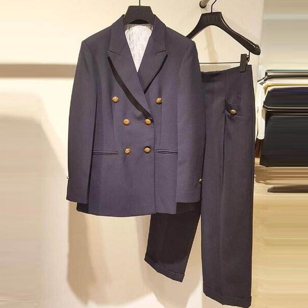 women's two piece pants office ladies two-piece suit double-breasted wool jacket with trousers french brand elegant, White
women's two piece pants office ladies two-piece suit double-breasted wool jacket with trousers french brand elegant, White