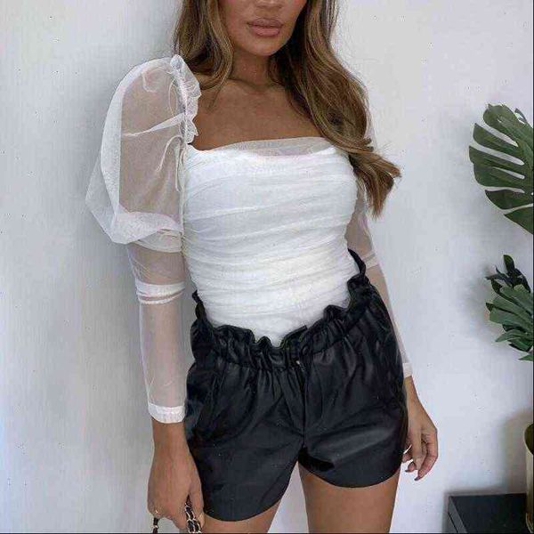 women blouses brand summer transparent puff sleeve elegant ladies sheer ruffle casual tulle shirts femme blouse mujer, White
women blouses brand summer transparent puff sleeve elegant ladies sheer ruffle casual tulle shirts femme blouse mujer, White