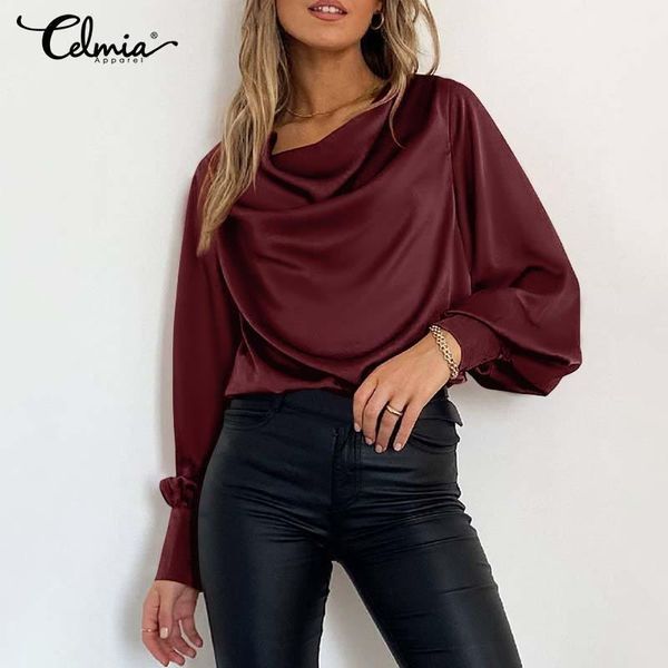 women's blouses & shirts 2021 fashion women celmia streetwear elegant autumn long lantern sleeve satin cowl neck casual solid work, White
women's blouses & shirts 2021 fashion women celmia streetwear elegant autumn long lantern sleeve satin cowl neck casual solid work, White