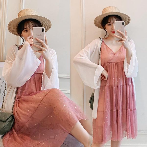 maternity bottoms 2021 style spring and autumn two-piece set clothes summer skirt camisole sun-resistant cardigan pregnant wome, White
maternity bottoms 2021 style spring and autumn two-piece set clothes summer skirt camisole sun-resistant cardigan pregnant wome, White