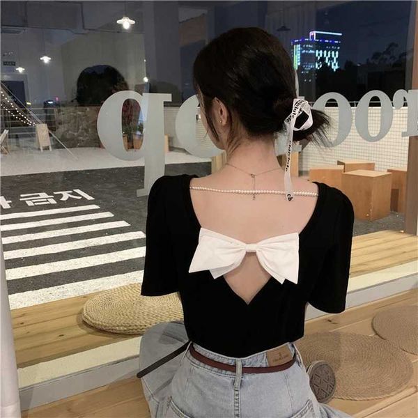 loose black o neck short sleeve back bow t shirts women clothing summer sweet v backless tees fashion mujer camisetas 210610, White
loose black o neck short sleeve back bow t shirts women clothing summer sweet v backless tees fashion mujer camisetas 210610, White