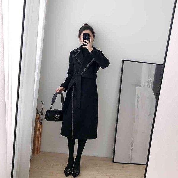 women's wool & blends elegant autumn long 100% coat korean style cashmere clothes en female jacksts and coats 2021 wpy980, Black
women's wool & blends elegant autumn long 100% coat korean style cashmere clothes en female jacksts and coats 2021 wpy980, Black