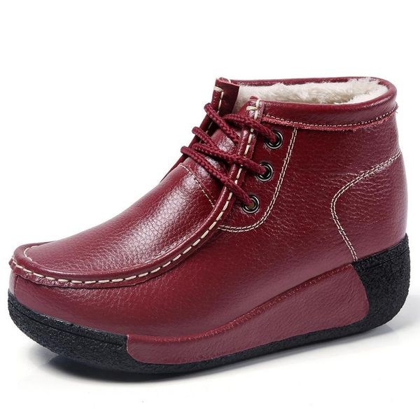 boots real cowhide wool platform mid heels motorcycle women shoes thick lace up short, Black
boots real cowhide wool platform mid heels motorcycle women shoes thick lace up short, Black