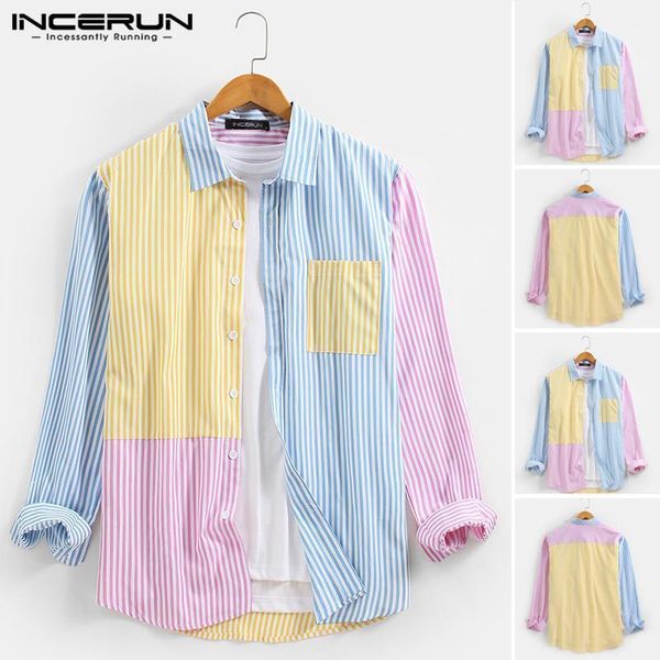 long sleeve lapel neck camisa incerun mens patchwork shirts leisure striped colorful pockets chemise loose buttons blusas s-3xl men's c, White;black
long sleeve lapel neck camisa incerun mens patchwork shirts leisure striped colorful pockets chemise loose buttons blusas s-3xl men's c, White;black