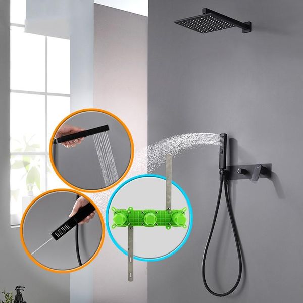 inch brass shower head bathroom faucet set two functions wall mounted black complete sets
inch brass shower head bathroom faucet set two functions wall mounted black complete sets