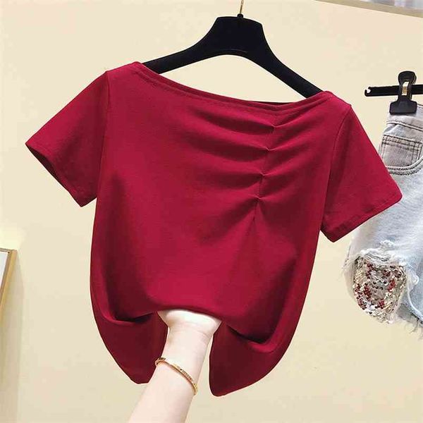 t-shirt women clothes slim tee shirt femme t shirt summer short sleeve tshirt cotton korean style fold 210507, White
t-shirt women clothes slim tee shirt femme t shirt summer short sleeve tshirt cotton korean style fold 210507, White
