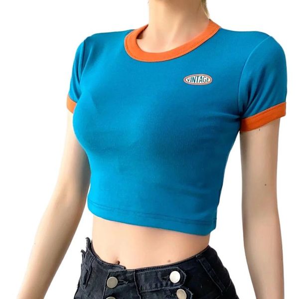 women's t-shirt fashion color contrast short sleeve open navel running fitness base coat sexy, White
women's t-shirt fashion color contrast short sleeve open navel running fitness base coat sexy, White