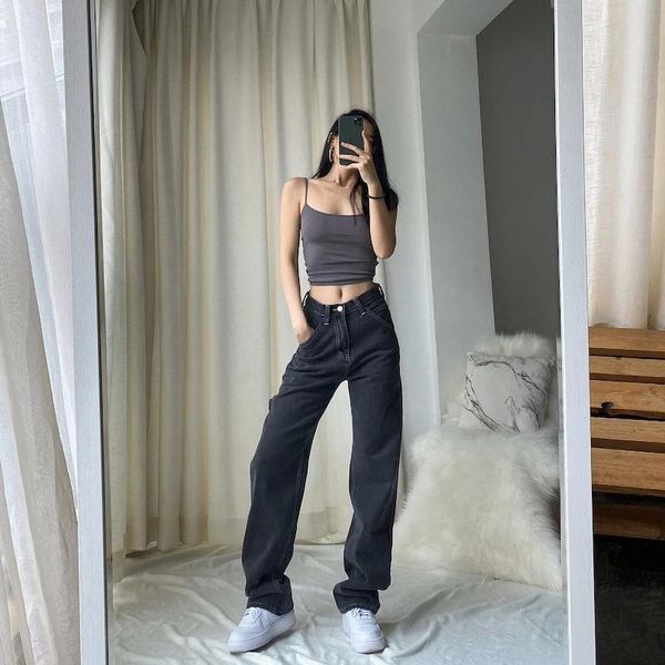 jeans women pants 2021 black loose high waist mom plus size straight trousers wide leg baggy boyfriend jean streetwear women's, Blue
jeans women pants 2021 black loose high waist mom plus size straight trousers wide leg baggy boyfriend jean streetwear women's, Blue