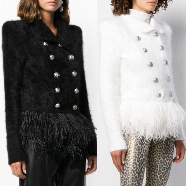 women's jackets high grade mink velvet solid double breasted small mock neck ostrich hair splicing warm fur coat, Black;brown
women's jackets high grade mink velvet solid double breasted small mock neck ostrich hair splicing warm fur coat, Black;brown