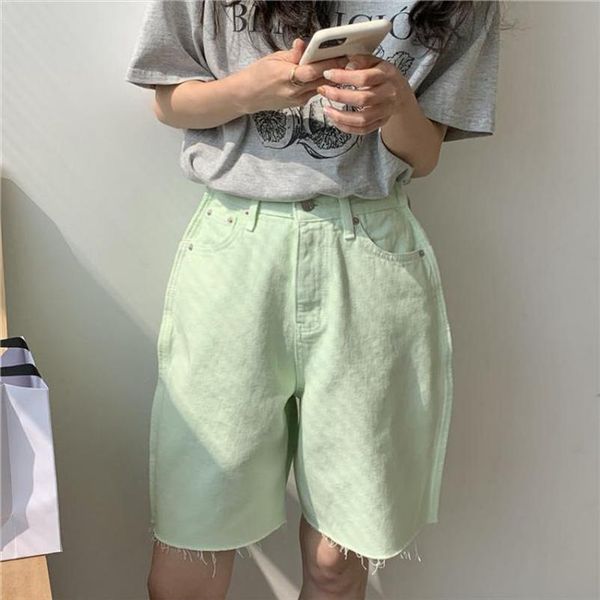 summer casual loose straight women short retro high waisted denim korean harajuk pink green tassle half length fit jeans, White;black
summer casual loose straight women short retro high waisted denim korean harajuk pink green tassle half length fit jeans, White;black