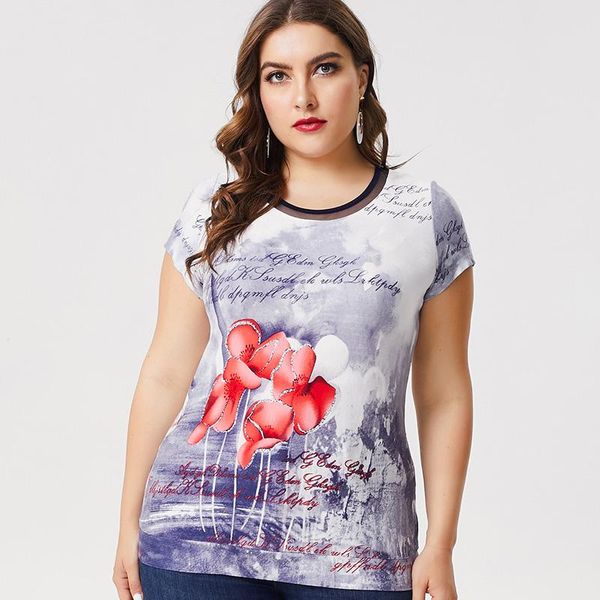 plus size t-shirt 2021 summer flower pattern printing blouse fashion lady retro elegant women's, Black
plus size t-shirt 2021 summer flower pattern printing blouse fashion lady retro elegant women's, Black